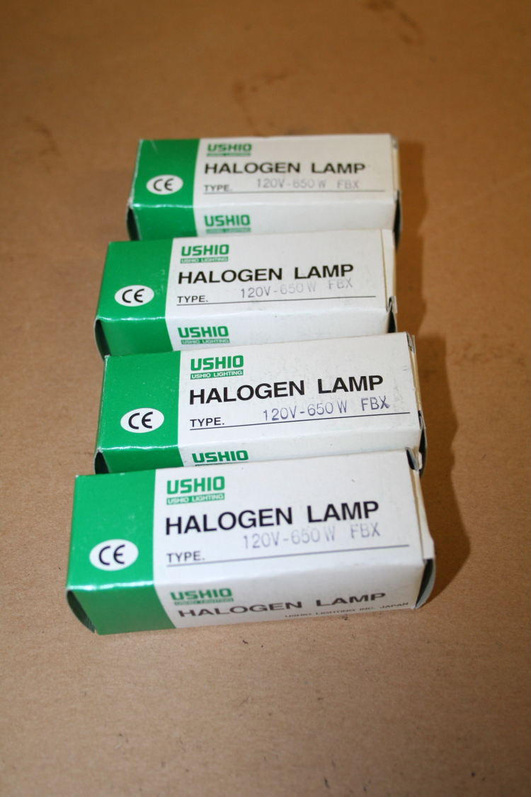 Halogen lamp, Bulb, 120V, 650W, FBX, Ushio, Lot of 4
