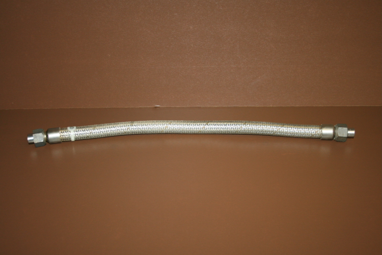 Flexible Metal Hose, 1075 PSI, 1/2 in ID x 20 in, Long Single Braid, Flexonics