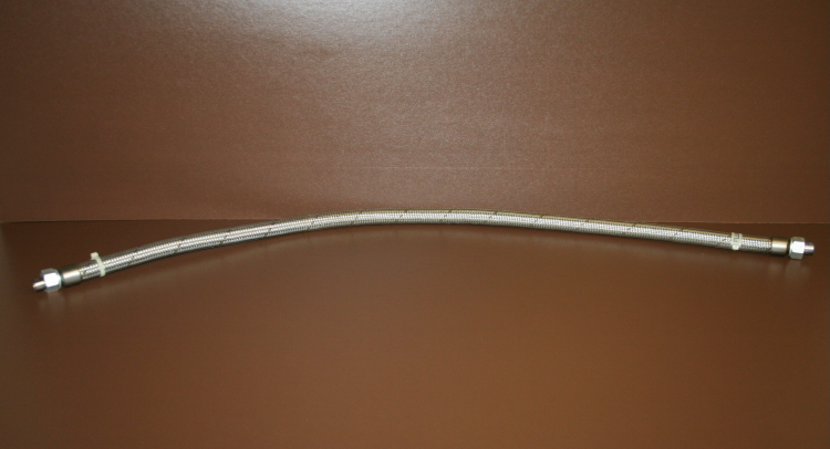 Flexible metal hose 1075 PSI 1/2 in ID x 40.5 in long single braid Flexonics