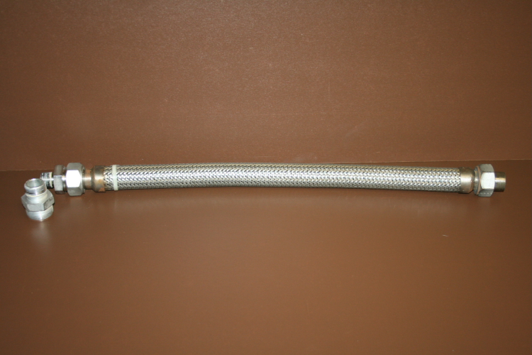 Flexible metal hose 910 PSI 3/4 in ID x 24 in long single braid Flexonics