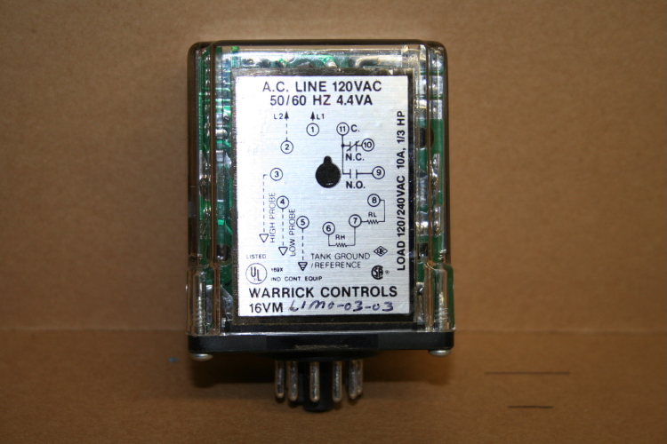 Control relay w/time delay +-3 sec, 120/240V, 10A, 16VM L1M0-03-03, Warrick