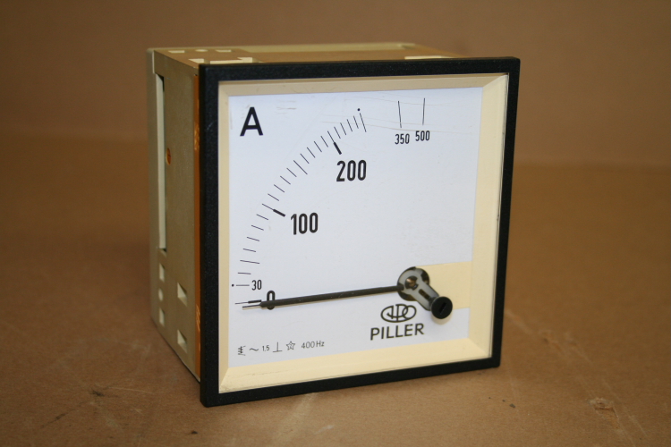 Amp Meter 0-500 A, 400 Hz, Panel mount, 95mm, Piller Corp