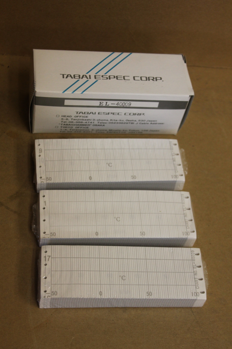Chart recorder paper, Z fold Strip, 100 mm, EL-40009 Tabai Espec, Lot of 3