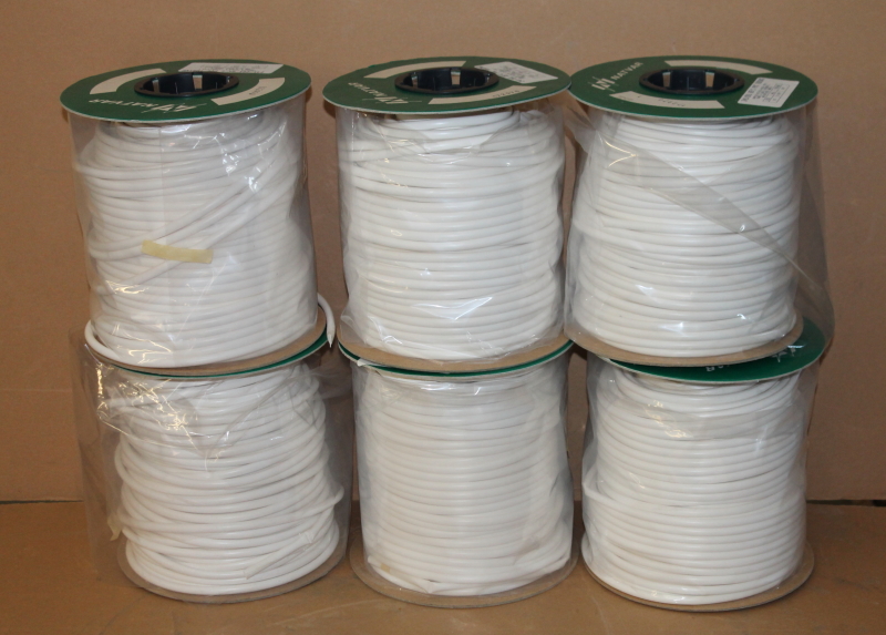 Natvar Non-Heat Shrink Tubing, PVC, Size #2, Electrical Sleeve, White, 1500FT
