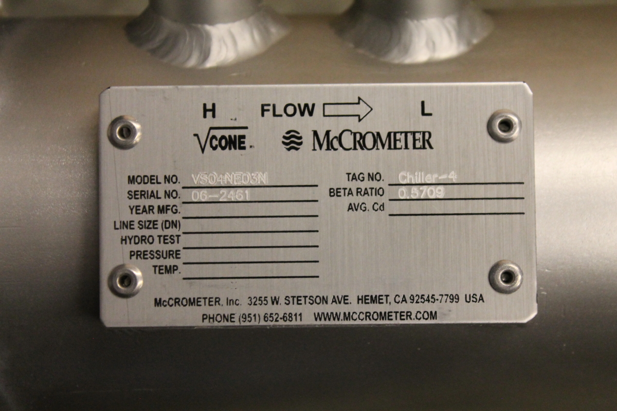 Flow meter, Differential pressure, 4" V Cone, 275GPM, VS04NE03N McCrometer