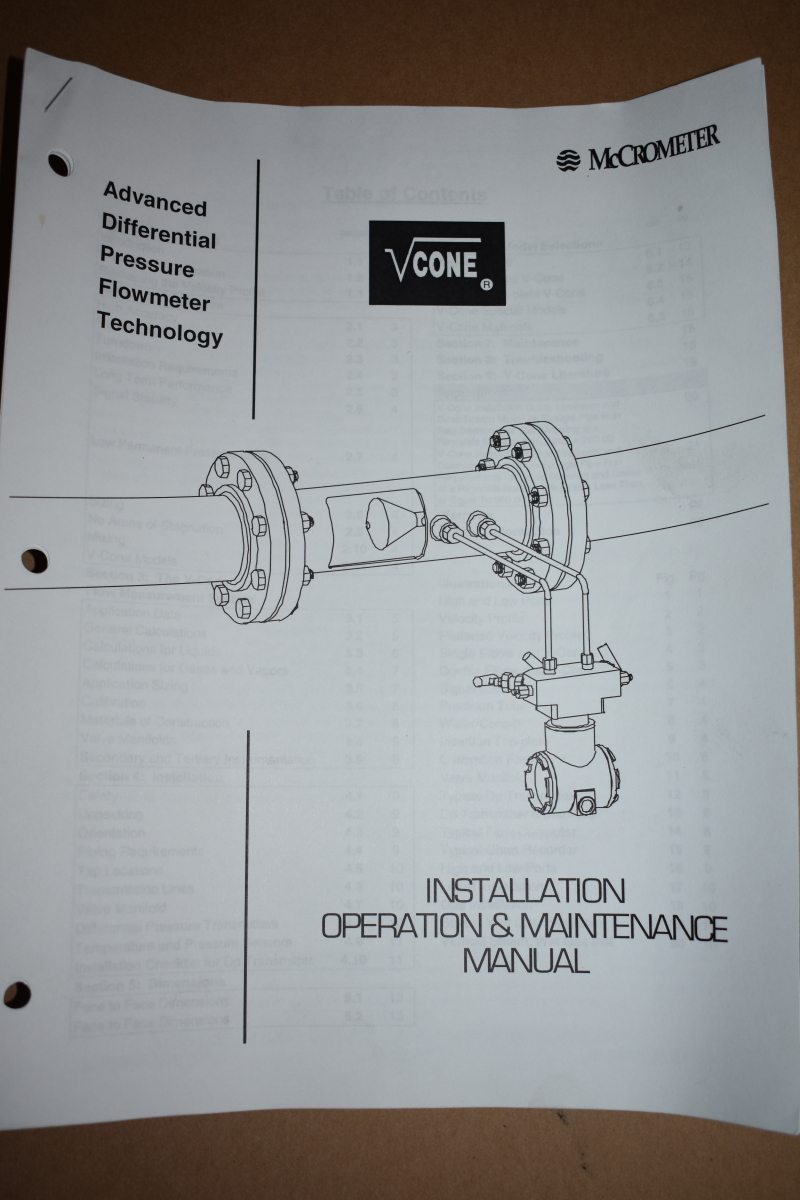 Flow meter, Differential pressure, 4" V Cone, 275GPM, VS04NE03N McCrometer