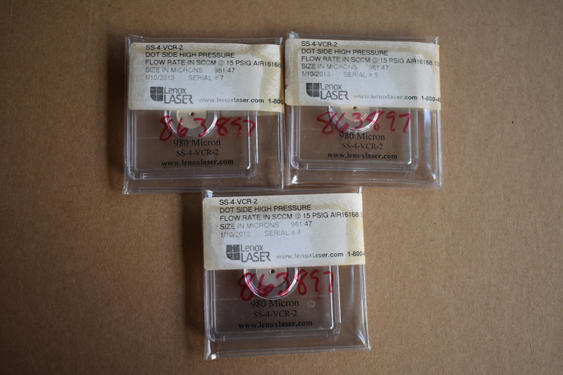 Flow restrictive VCR gasket, 980 micron, SS4VCR2, Lenox Laser Lot of 3