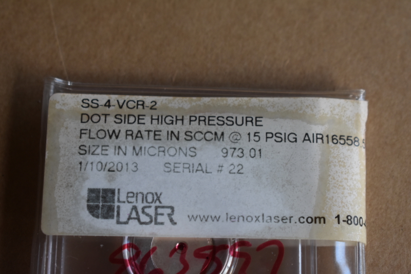 Flow restrictive VCR gasket, 980 micron, SS4VCR2, Lenox Laser Lot of 3