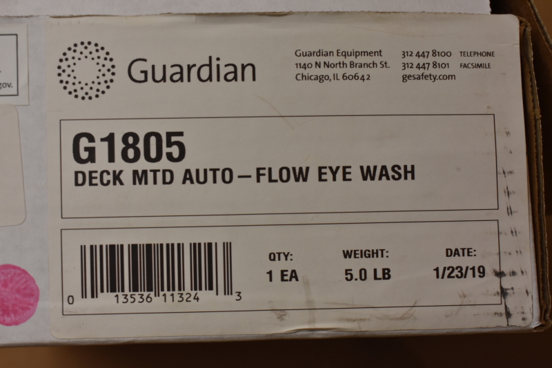 Guardian G1805 deck mtd autoflow eye wash station
