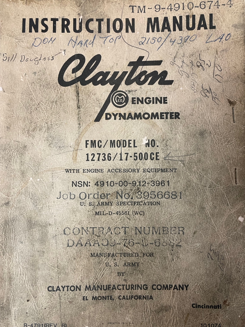 Manual for Clayton engine Dyno 17-500, Closed Load manual for ED 15-500/1000