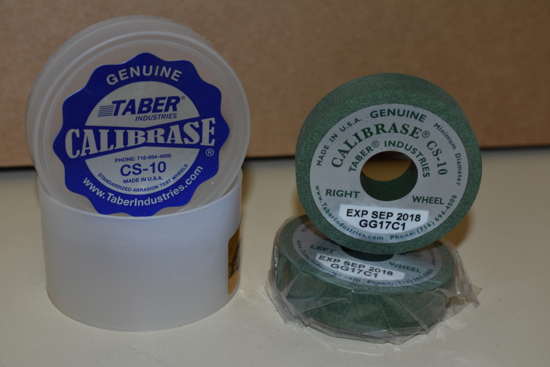 Taber rotary abraser wheel set, CS-10 medium rubber and abrasive grain